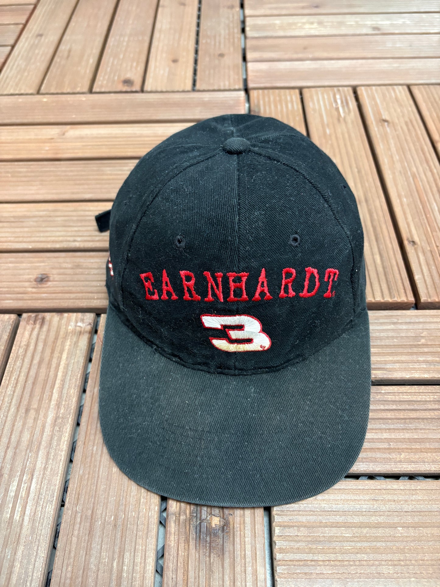 Dale Earnhardt RCR Graphic Hat | Metal Clasp | Vintage 2000s NASCAR Racing Black Cap |