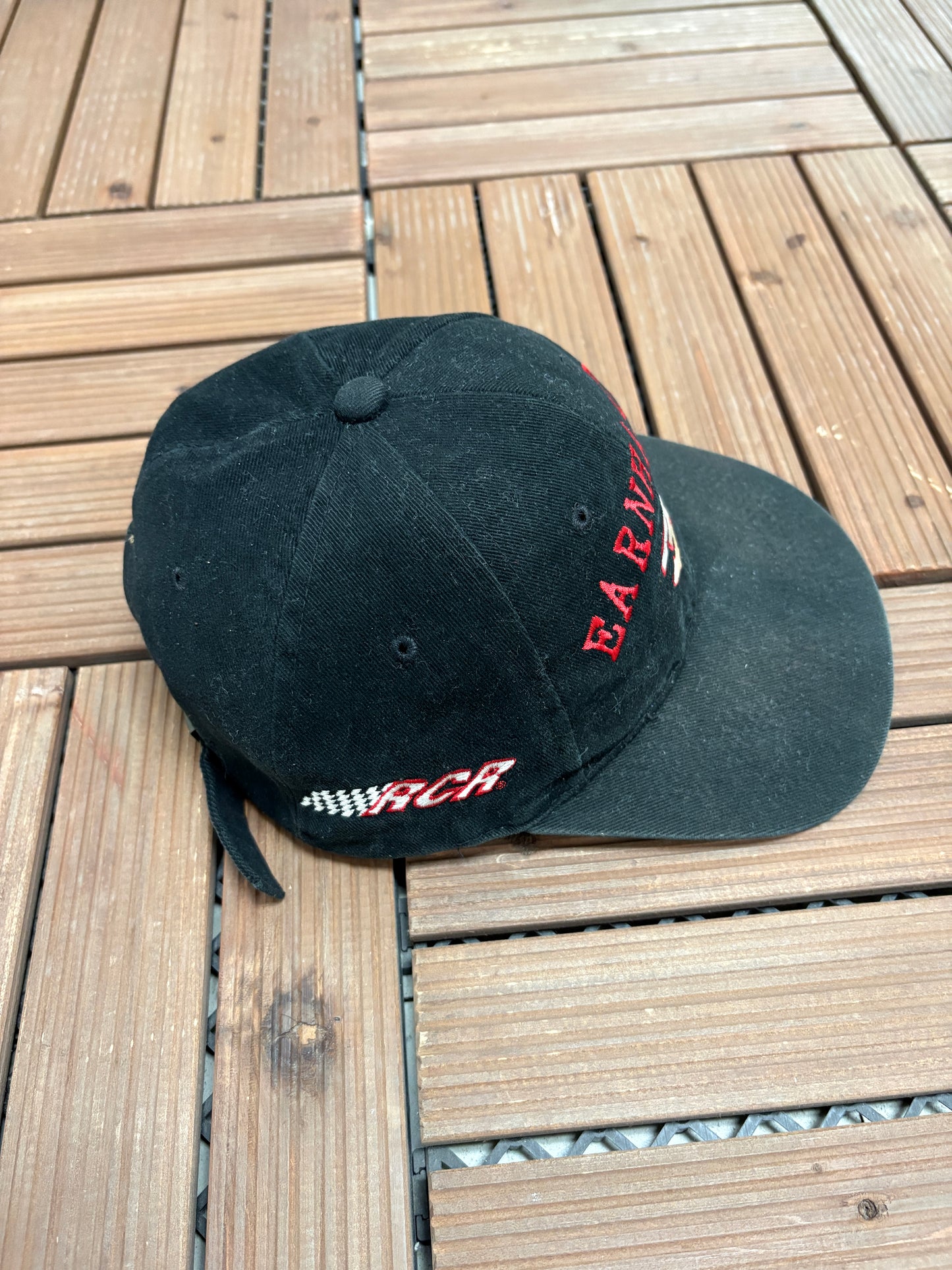 Dale Earnhardt RCR Graphic Hat | Metal Clasp | Vintage 2000s NASCAR Racing Black Cap |