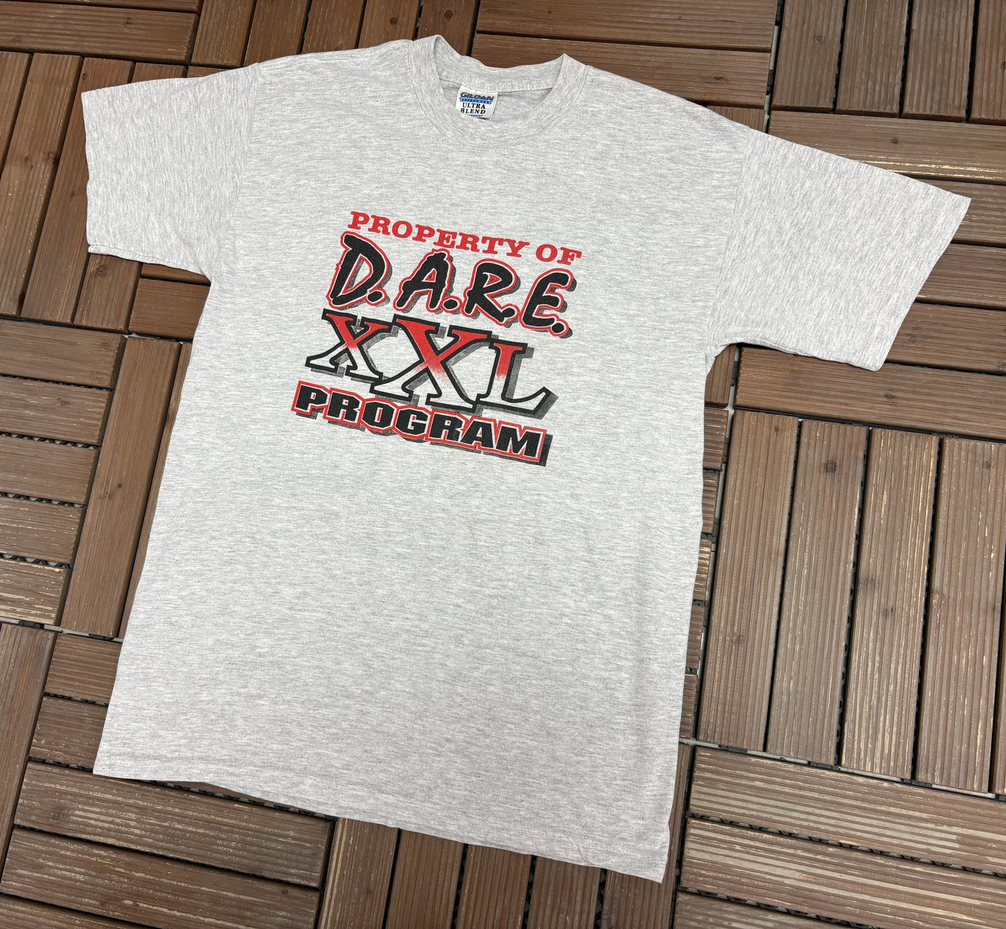 Property of D.A.R.E. Program Graphic Tee | Size Large | Vintage 1990s Promotional Grey T-Shirt |