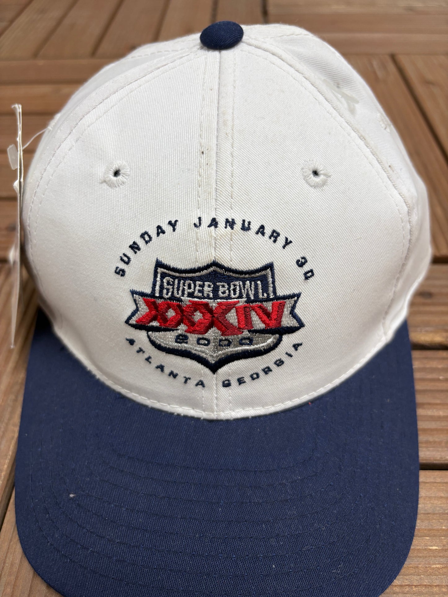 Super Bowl XXXIV Graphic Hat | Snap Back | Vintage 1990s NFL Football White Cap |