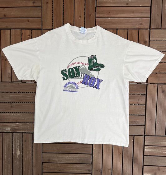 Colorado Springs Sky Sox to Rox Graphic Tee | Size X-Large | Vintage 1990s MiLB Baseball White T-Shirt |