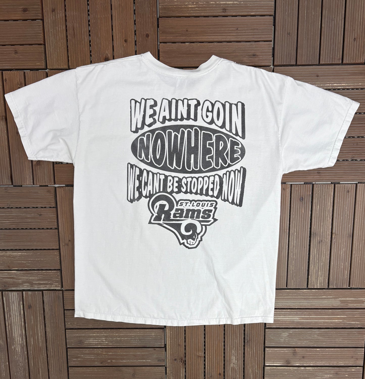 St. Louis Rams 2001 Graphic Tee | Size X-Large | Vintage 2000s NFL Football White T-Shirt |
