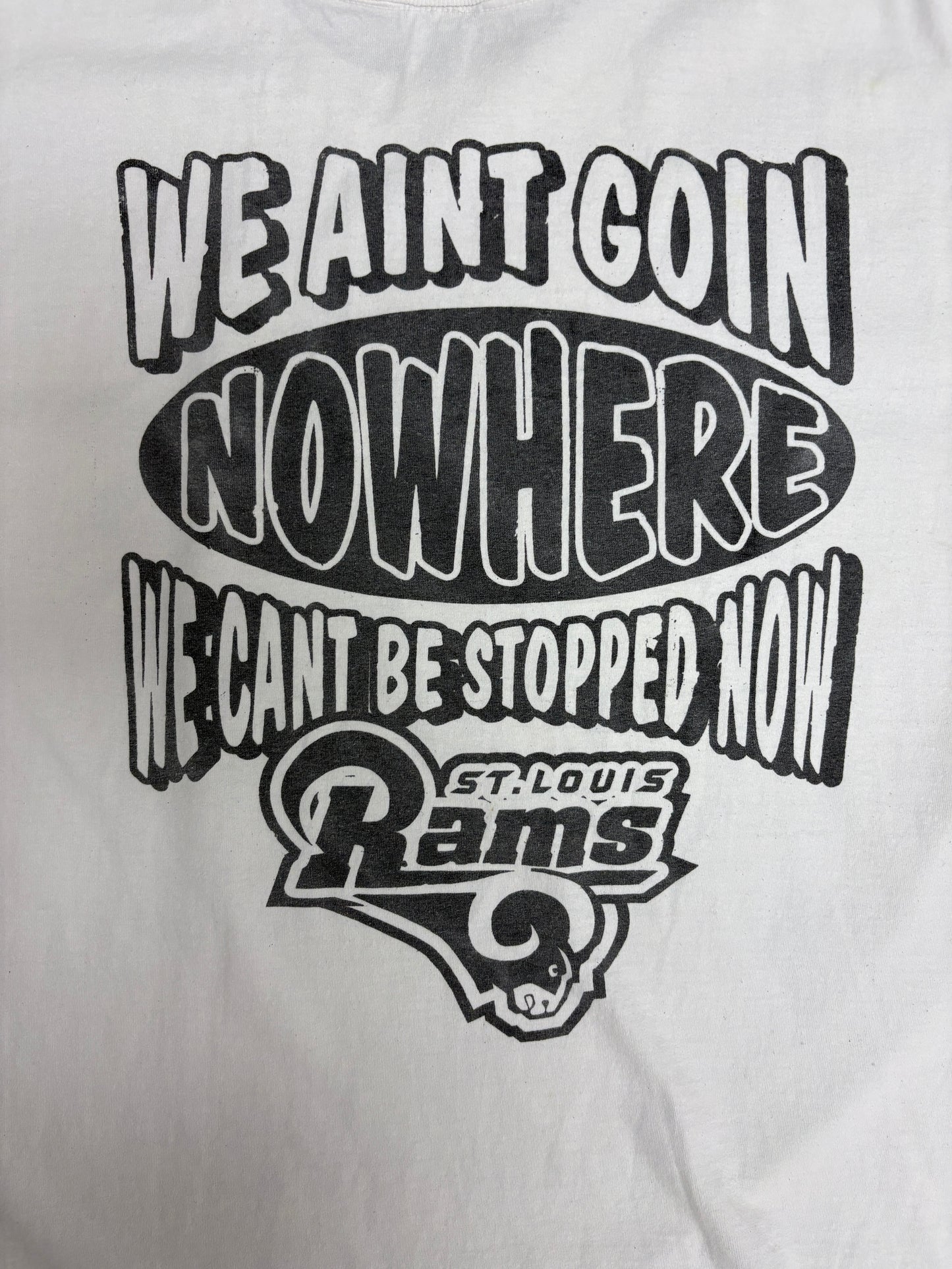 St. Louis Rams 2001 Graphic Tee | Size X-Large | Vintage 2000s NFL Football White T-Shirt |