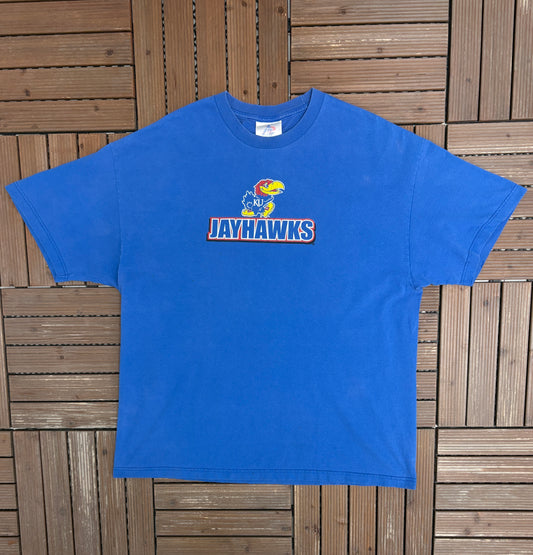 Kansas Jayhawks Graphic Tee | Size XX-Large | Vintage 2000s College Sports Blue T-Shirt |