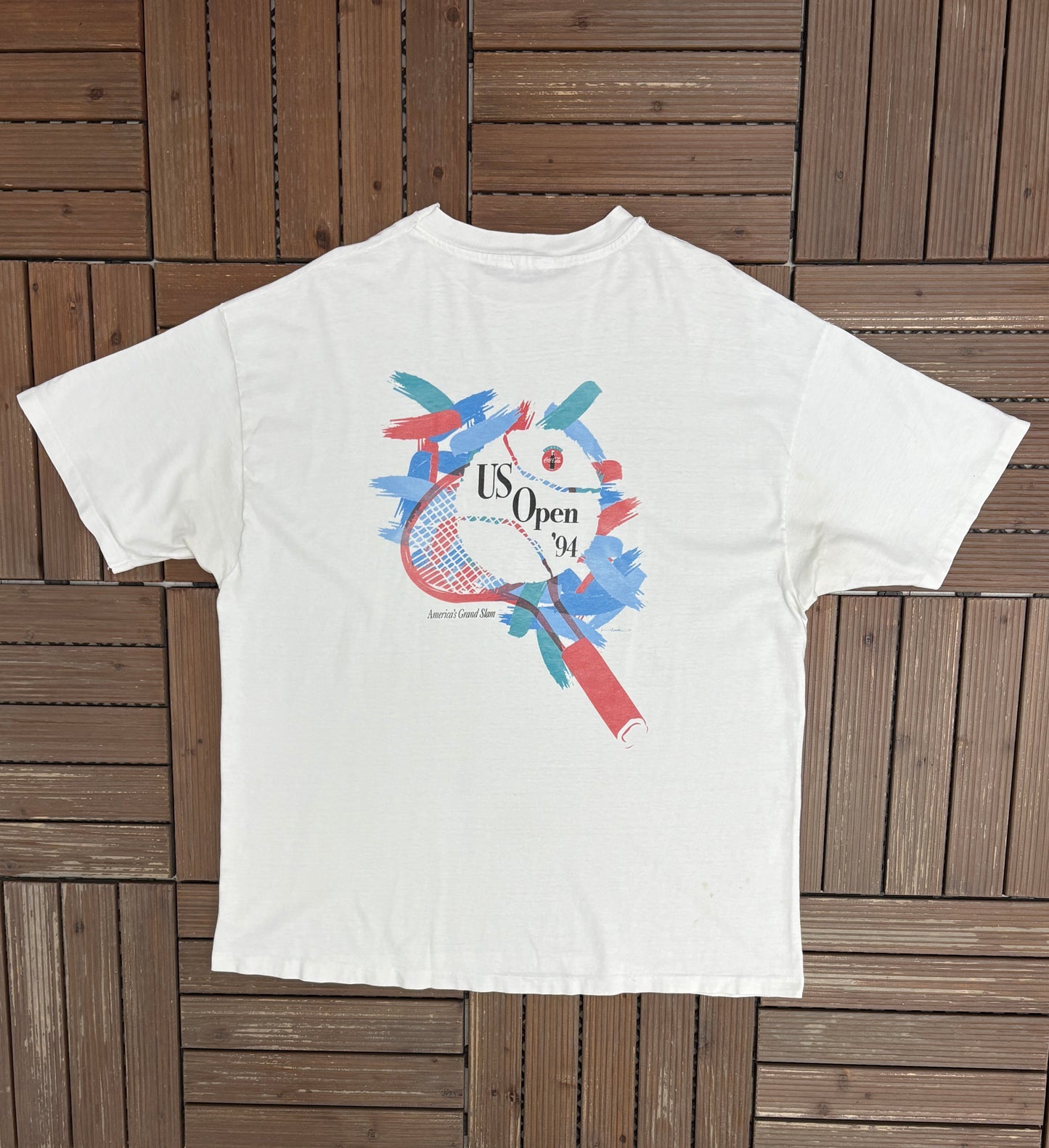 U.S. Open Tennis 1994 Graphic Tee | Size X-Large | Vintage 1990s Promotional White T-Shirt |
