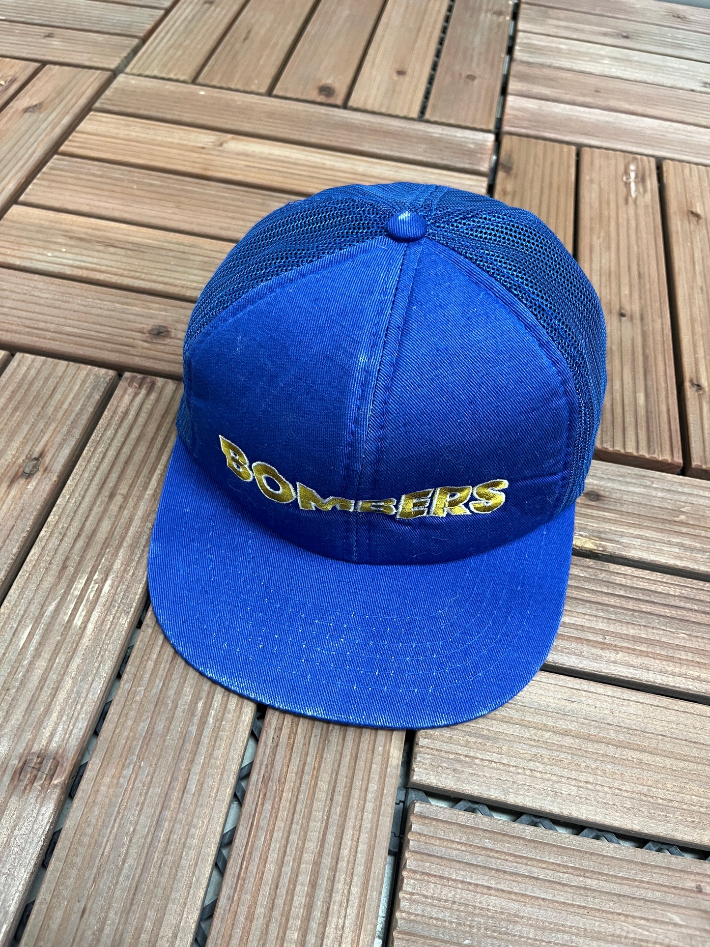 Winnipeg Blue Bombers Graphic Hat | Snap Back | Vintage 1990s CFL Football Blue Cap |