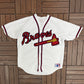 Atlanta Braves Stitched Baseball Jersey | Size Large | Vintage 1990s MLB Baseball White Jersey |