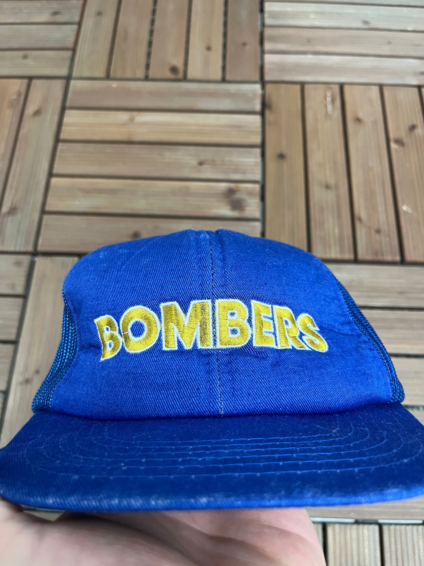 Winnipeg Blue Bombers Graphic Hat | Snap Back | Vintage 1990s CFL Football Blue Cap |