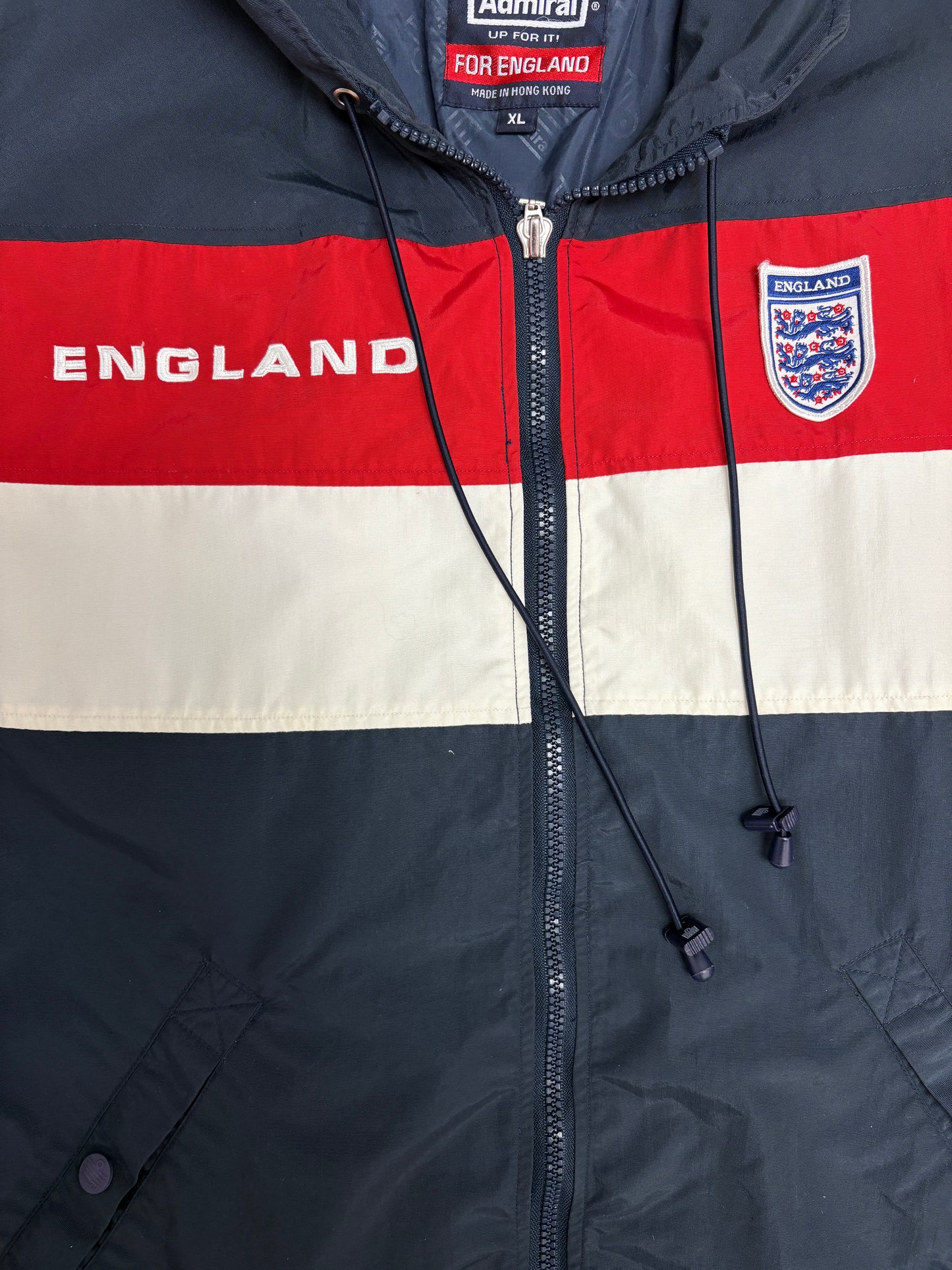 England National Football Team Graphic Windbreaker | Size X-Large | Vintage 1990s Soccer Football Blue Jacket |