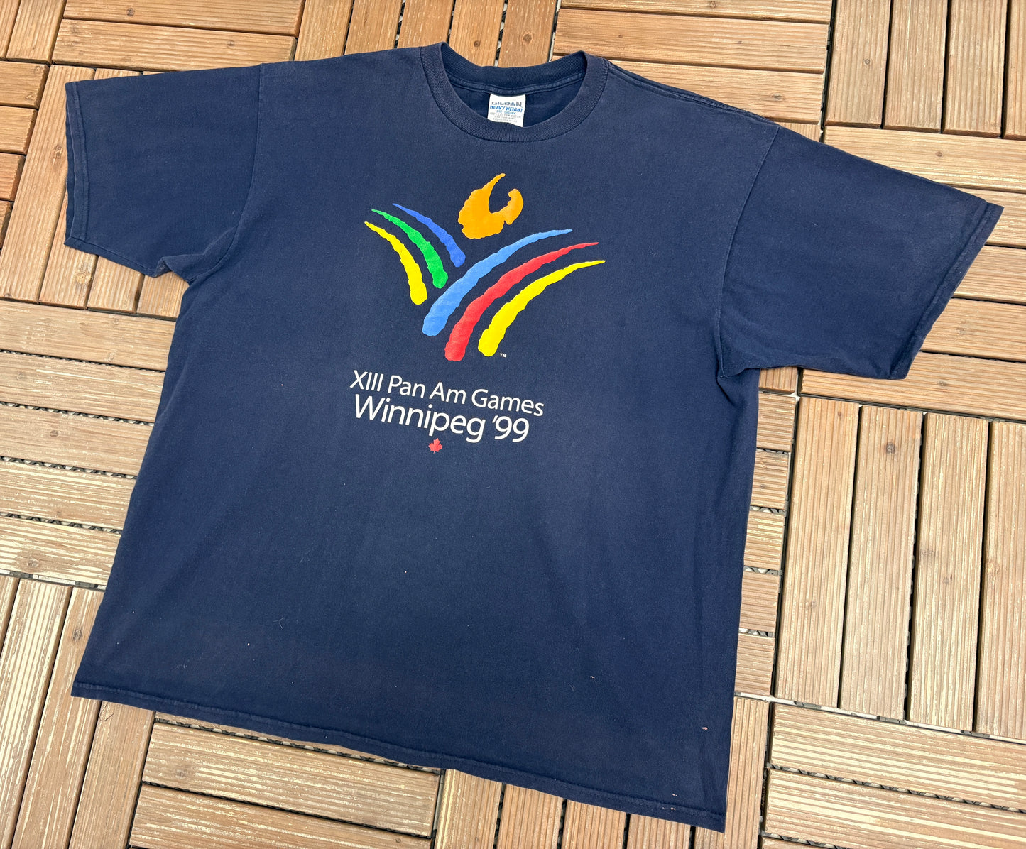 Winnipeg Pan-Am Games '99 Graphic Tee | Size XX-Large | Vintage 1990s Promotional Blue T-Shirt |