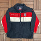 England National Football Team Graphic Windbreaker | Size X-Large | Vintage 1990s Soccer Football Blue Jacket |