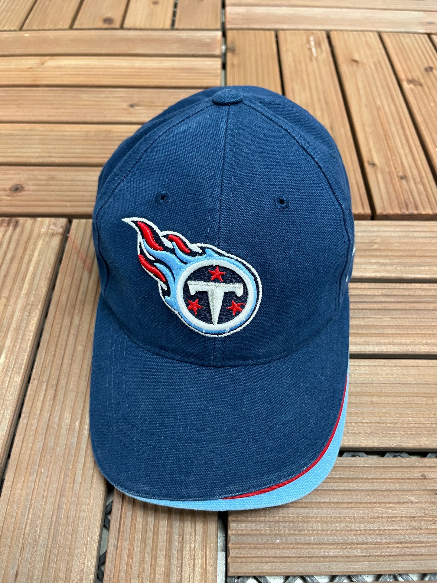 Tennessee Titans Embroidered Graphic Hat | Strap Back | Vintage 1990s NFL Football Blue Cap |