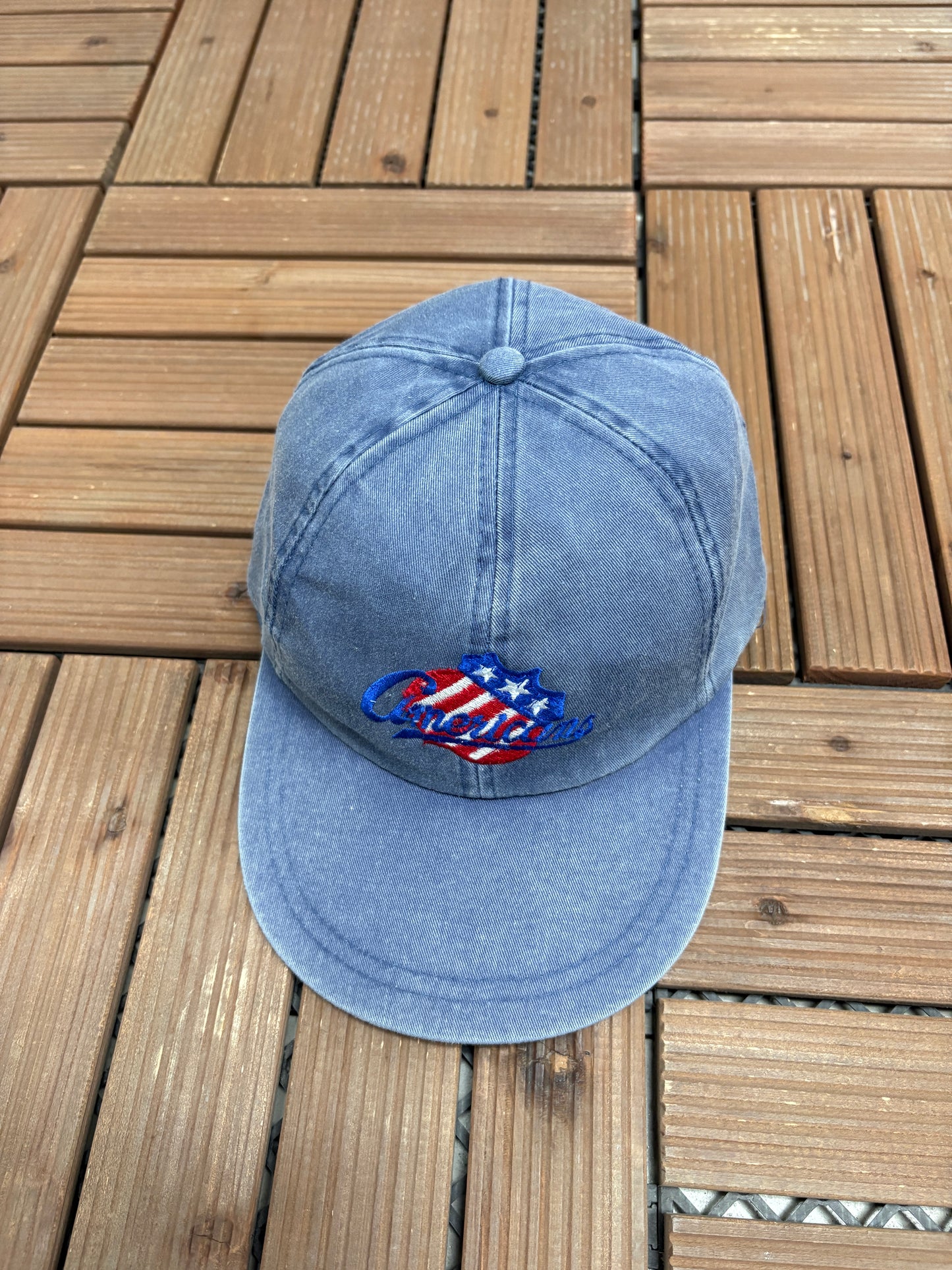 Rochester Americans Embroidered Graphic Hat | Metal Clasp | Vintage 2000s AHL Hockey Blue Cap |