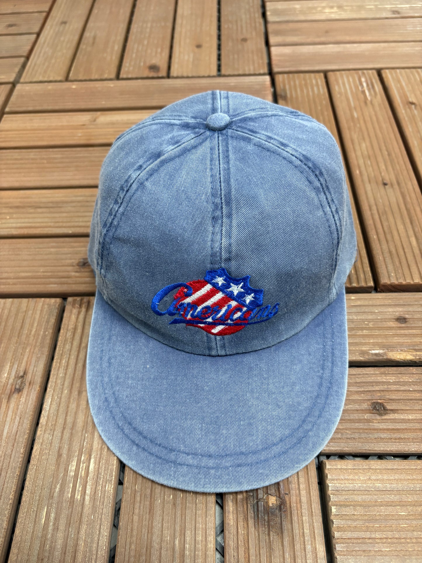 Rochester Americans Embroidered Graphic Hat | Metal Clasp | Vintage 2000s AHL Hockey Blue Cap |