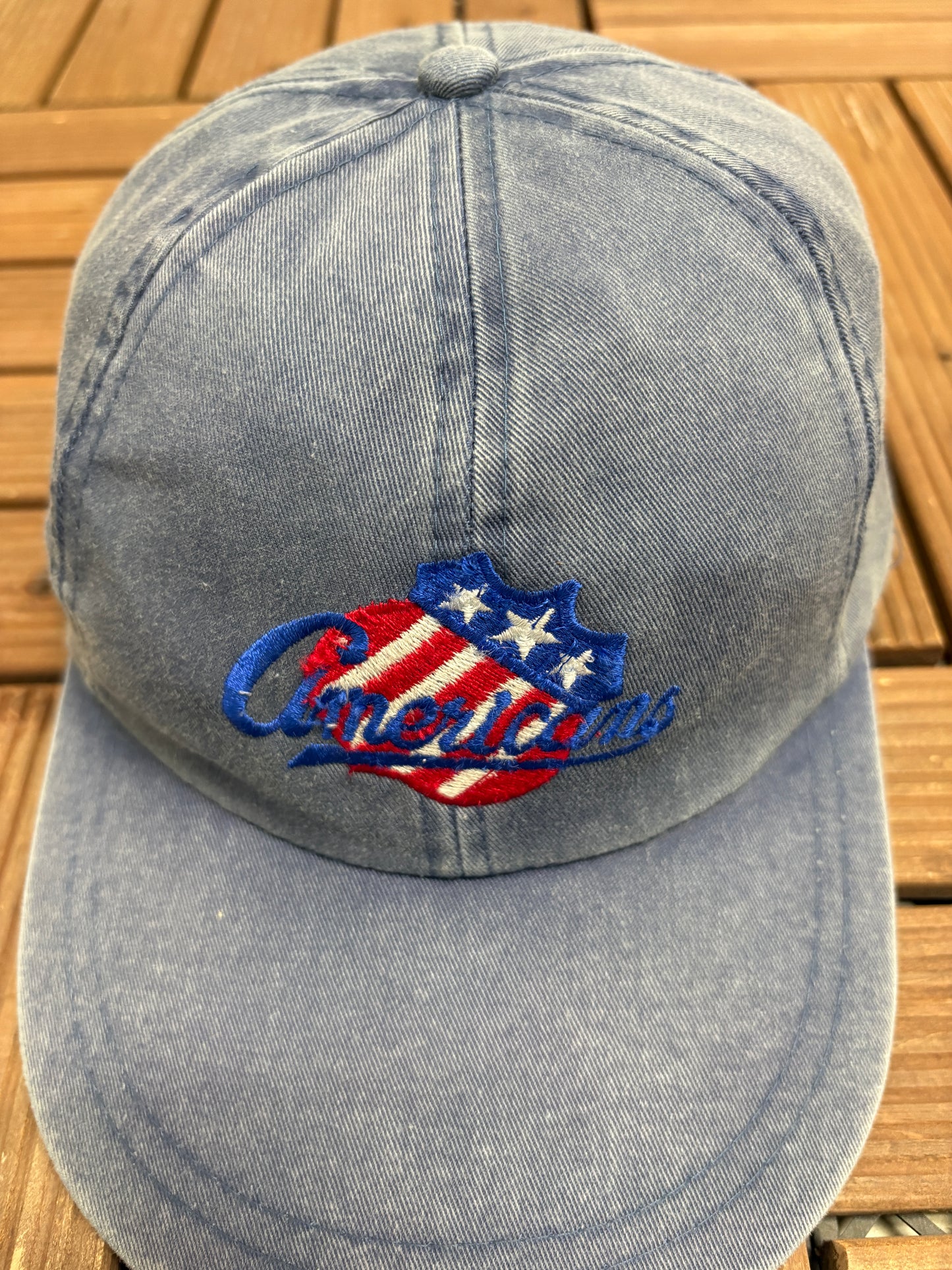 Rochester Americans Embroidered Graphic Hat | Metal Clasp | Vintage 2000s AHL Hockey Blue Cap |