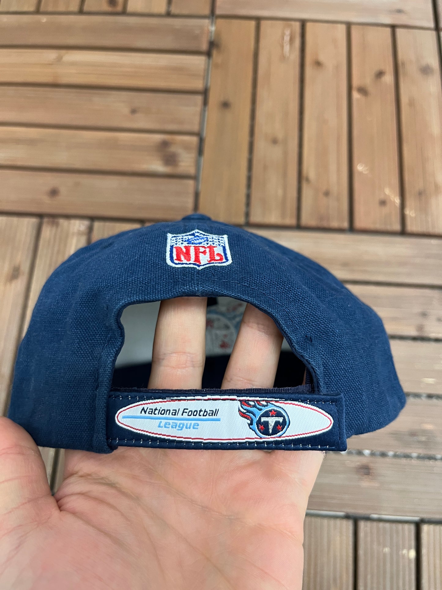 Tennessee Titans Embroidered Graphic Hat | Strap Back | Vintage 1990s NFL Football Blue Cap |