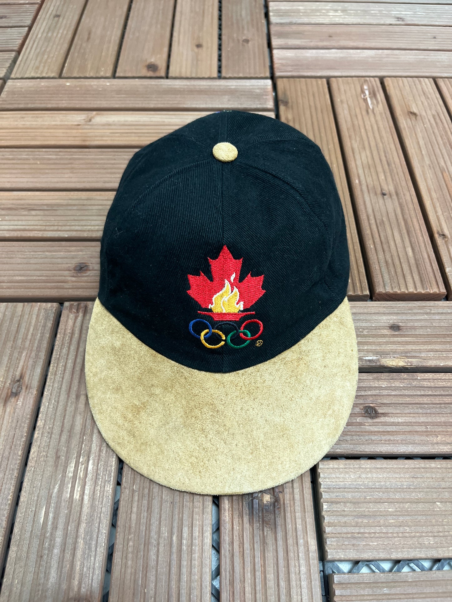 Team Canada Atlanta 1996 Olympics Hat | Metal Clasp | Vintage 1990s Black Cap |