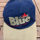 Labatt Blue Embroidered Graphic Hat | Leather Clasp Back | Vintage 1990s Promotional Blue Cap |