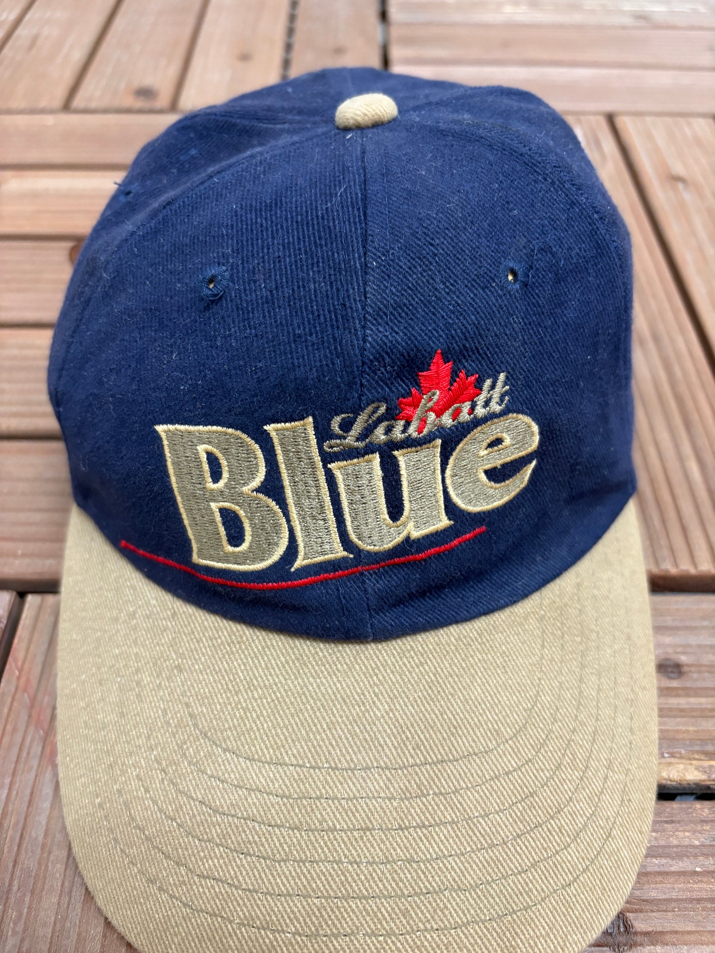 Labatt Blue Embroidered Graphic Hat | Leather Clasp Back | Vintage 1990s Promotional Blue Cap |
