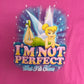 Tinkerbell I'm Not Perfect But I'm Close Graphic Tee | Size Medium | Vintage 1990s Disney Pink T-Shirt |