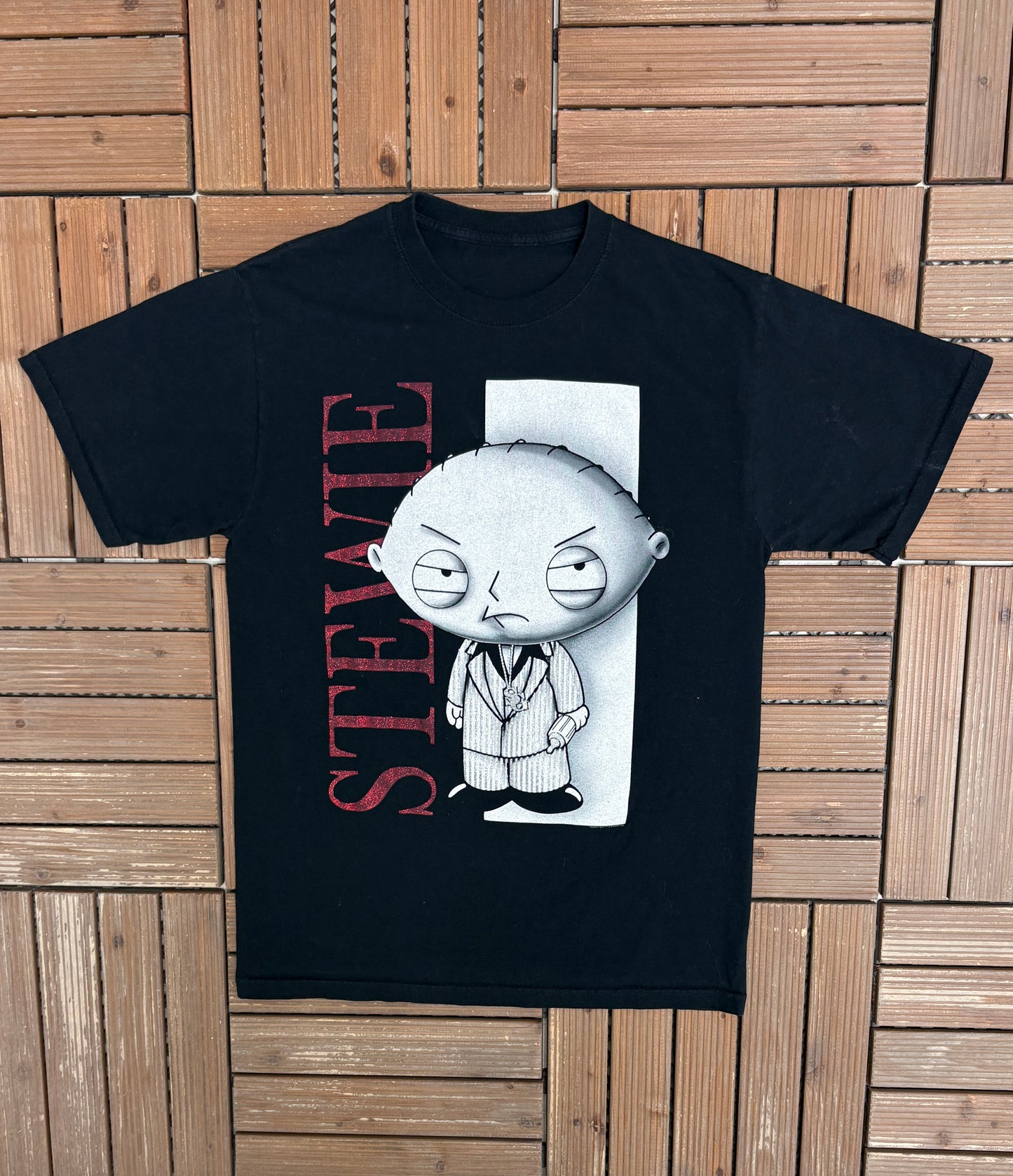 Family Guy Stewie Griffin Scarface Graphic Tee | Size Medium | Vintage 2000s Promotional Black T-Shirt |