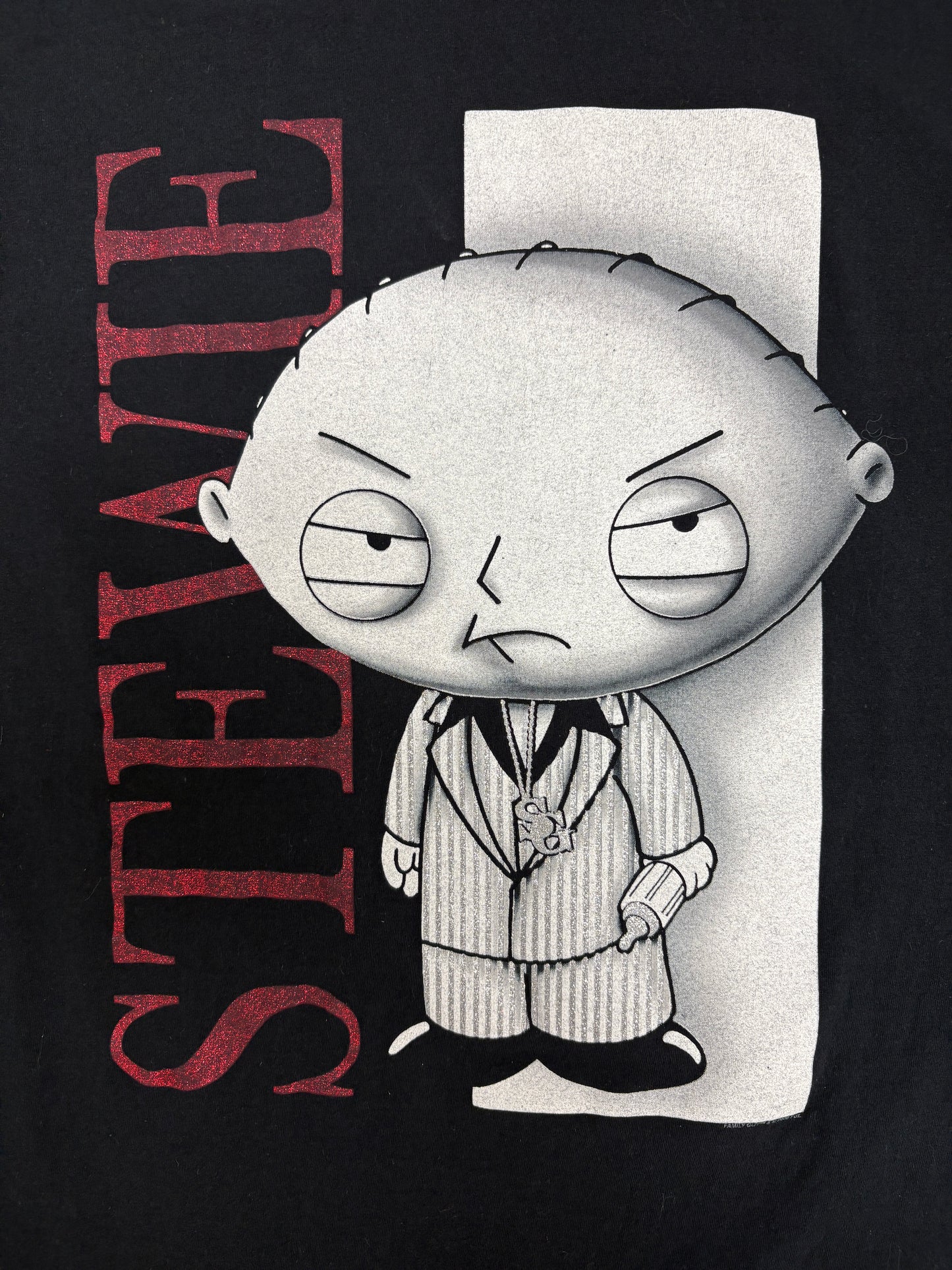 Family Guy Stewie Griffin Scarface Graphic Tee | Size Medium | Vintage 2000s Promotional Black T-Shirt |