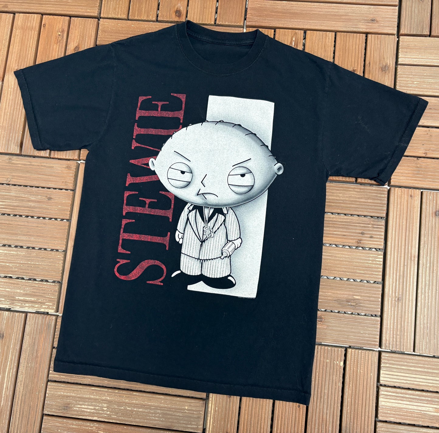 Family Guy Stewie Griffin Scarface Graphic Tee | Size Medium | Vintage 2000s Promotional Black T-Shirt |