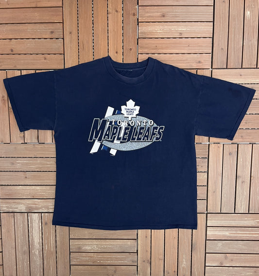 Toronto Maple Leafs Graphic Tee | Size X-Large | Vintage 2000s NHL Hockey Blue T-Shirt |