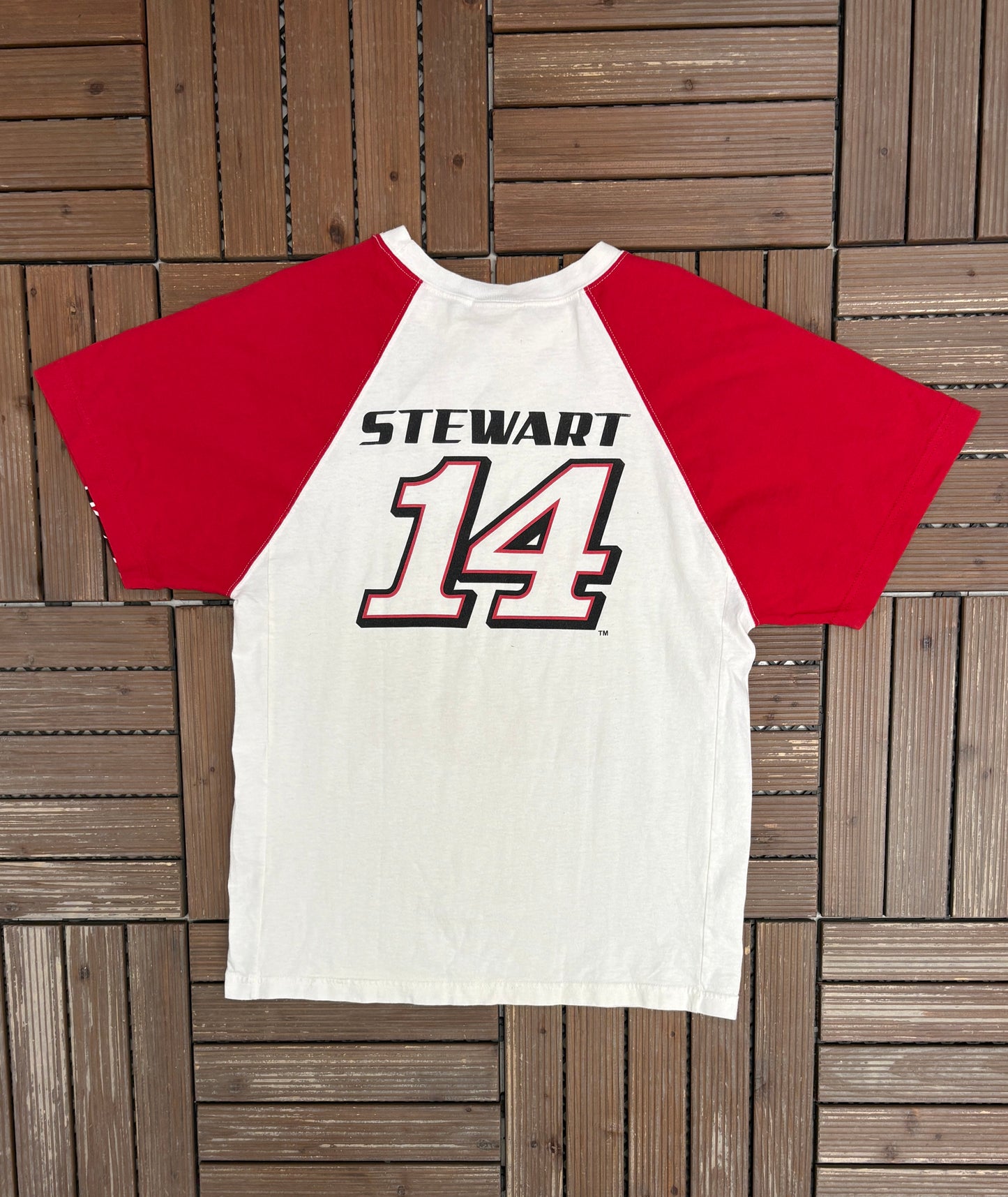 Tony Stewart NASCAR Graphic Tee | Size Medium | Vintage 2000s Racing White T-Shirt |
