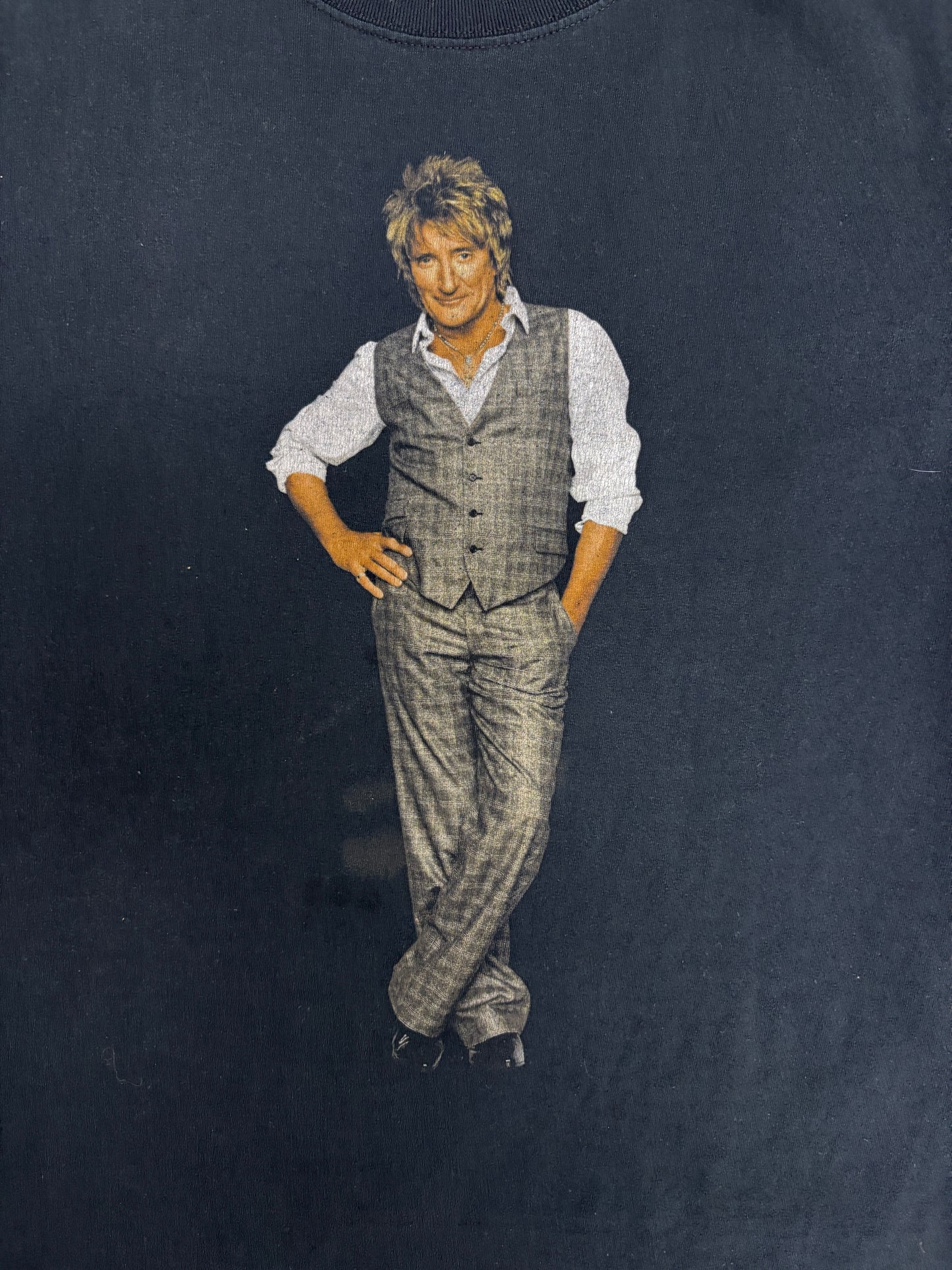 Rod Stewart Rockin' In The Round Graphic Tee | Size X-Large | Vintage 2000s Rock Black T-Shirt |