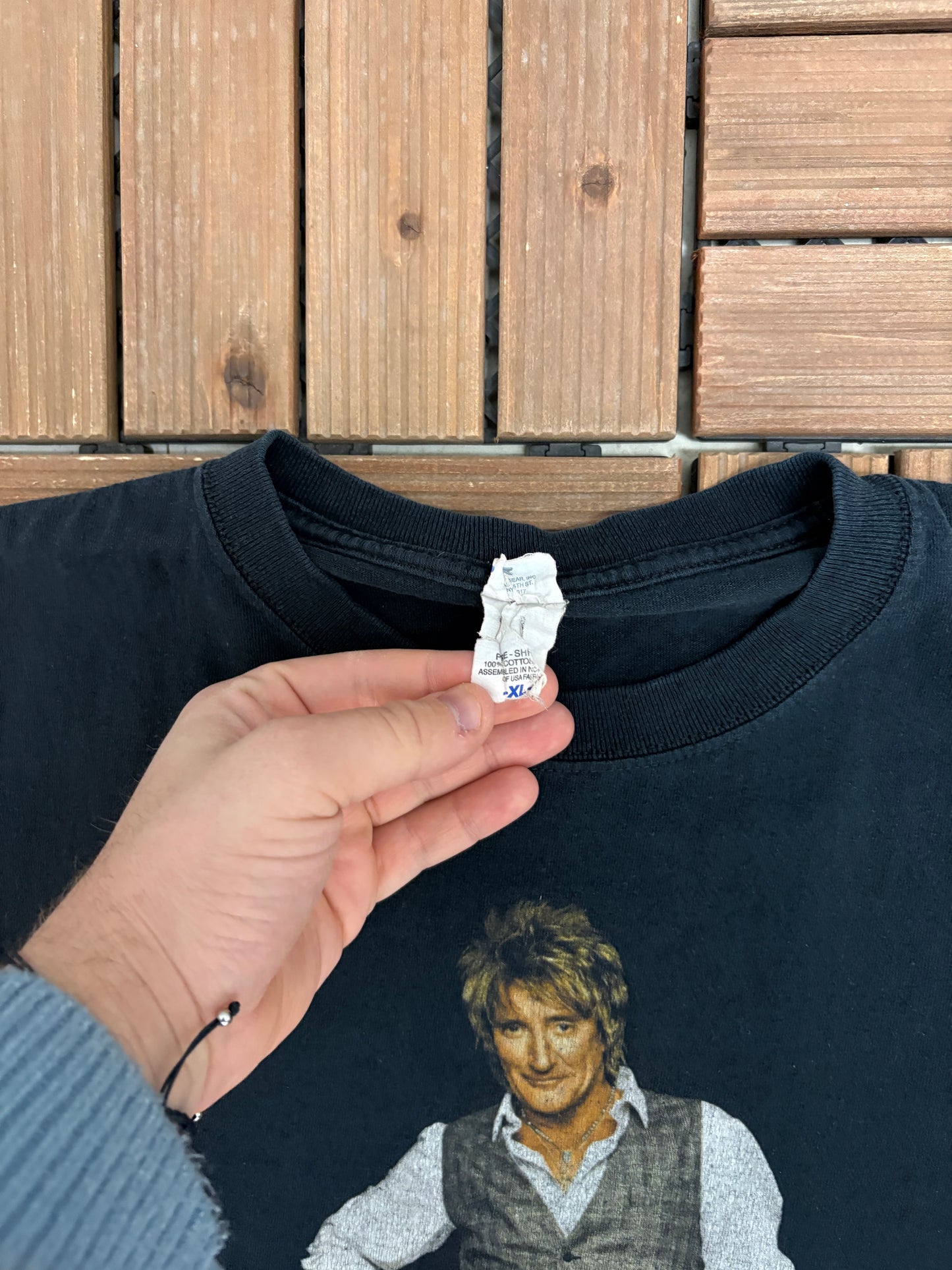 Rod Stewart Rockin' In The Round Graphic Tee | Size X-Large | Vintage 2000s Rock Black T-Shirt |