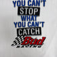 You Can't Stop What You Can't Catch Bud Racing Graphic Tee | Size Large | Vintage 2000s White NASCAR Racing T-Shirt |