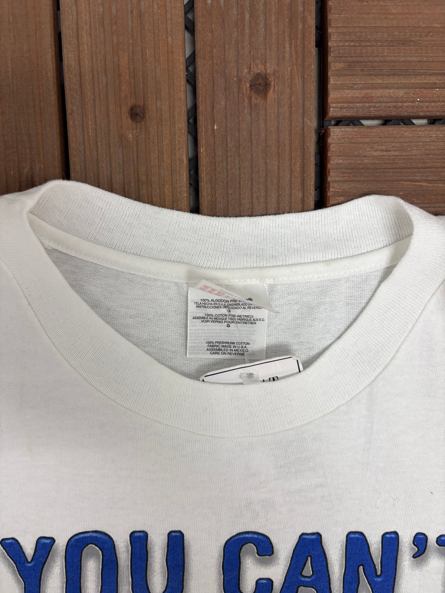 You Can't Stop What You Can't Catch Bud Racing Graphic Tee | Size Large | Vintage 2000s White NASCAR Racing T-Shirt |