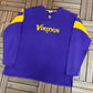 Minnesota Vikings Graphic Crewneck | Size X-Large | Vintage 2000s NFL Football Purple Sweater |