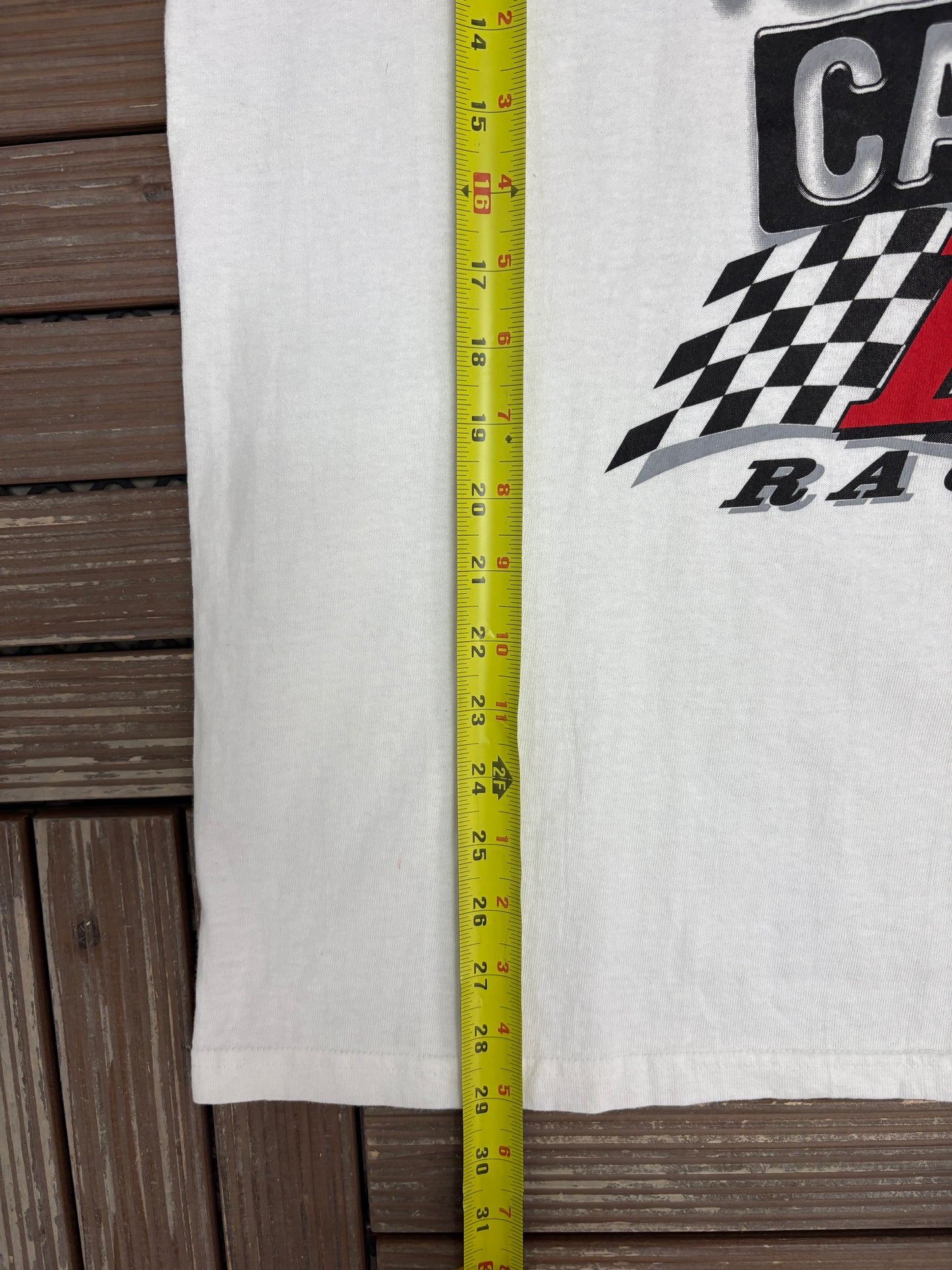 You Can't Stop What You Can't Catch Bud Racing Graphic Tee | Size Large | Vintage 2000s White NASCAR Racing T-Shirt |