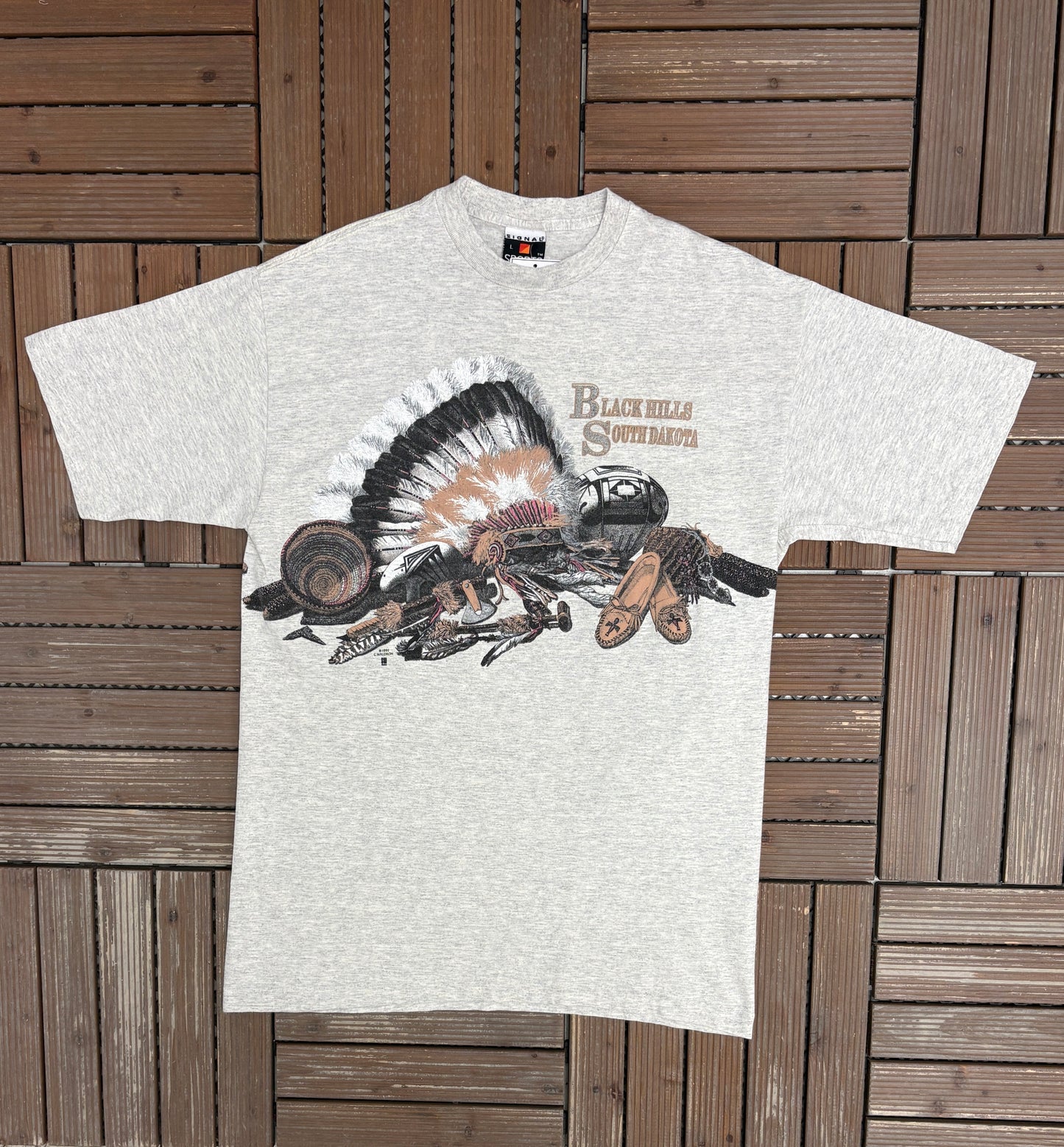 Black Hills, South Dakota Scenic Graphic Tee | Size Large | Vintage 1990s Tourist Grey T-Shirt |