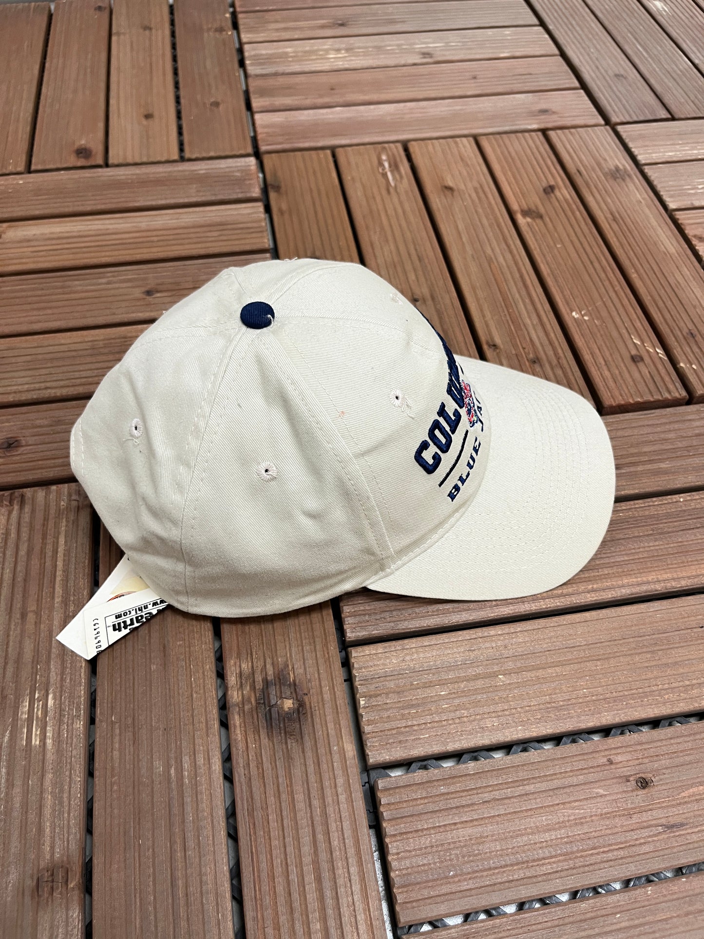 Columbus Blue Jackets Graphic Hat | Strap Back | Vintage 2000s NHL Hockey Beige Cap |