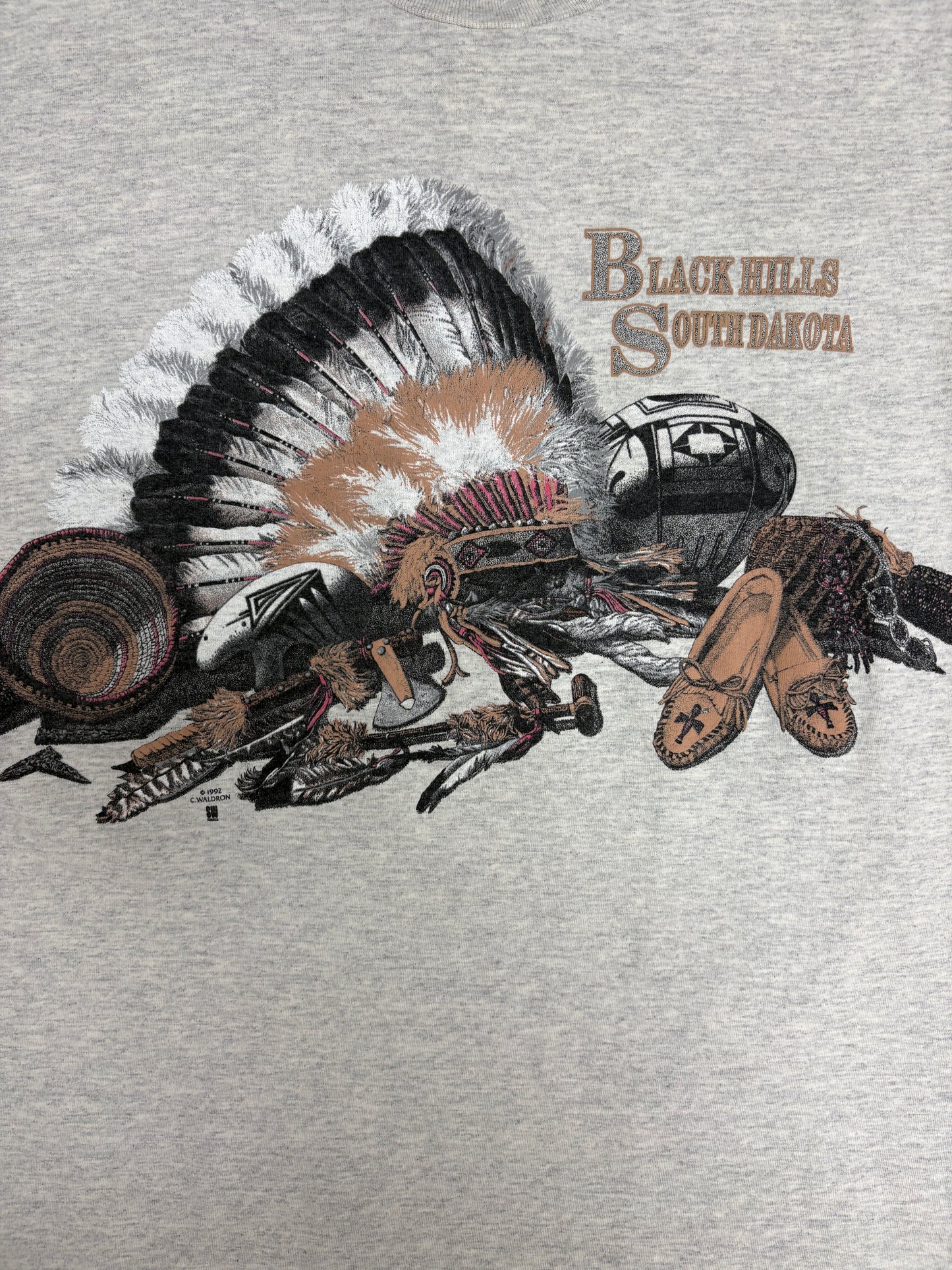 Black Hills, South Dakota Scenic Graphic Tee | Size Large | Vintage 1990s Tourist Grey T-Shirt |