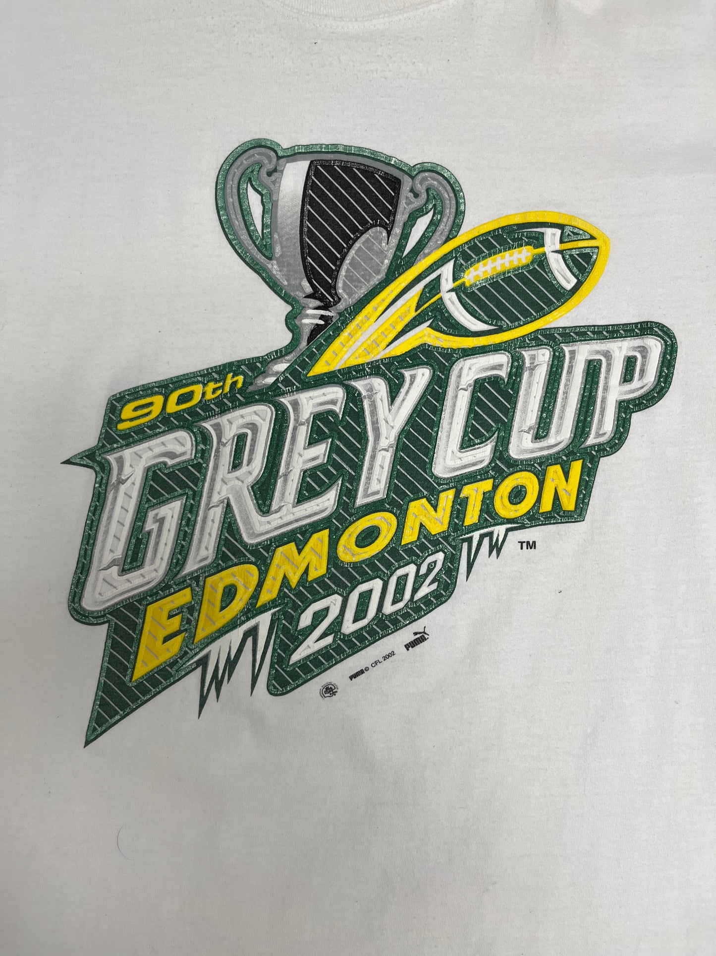 CFL Grey Cup 2002 Graphic Tee | Size X-Large | Vintage 2000s CFL Football White T-Shirt |