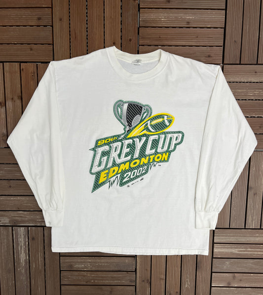 CFL Grey Cup 2002 Graphic Tee | Size X-Large | Vintage 2000s CFL Football White T-Shirt |