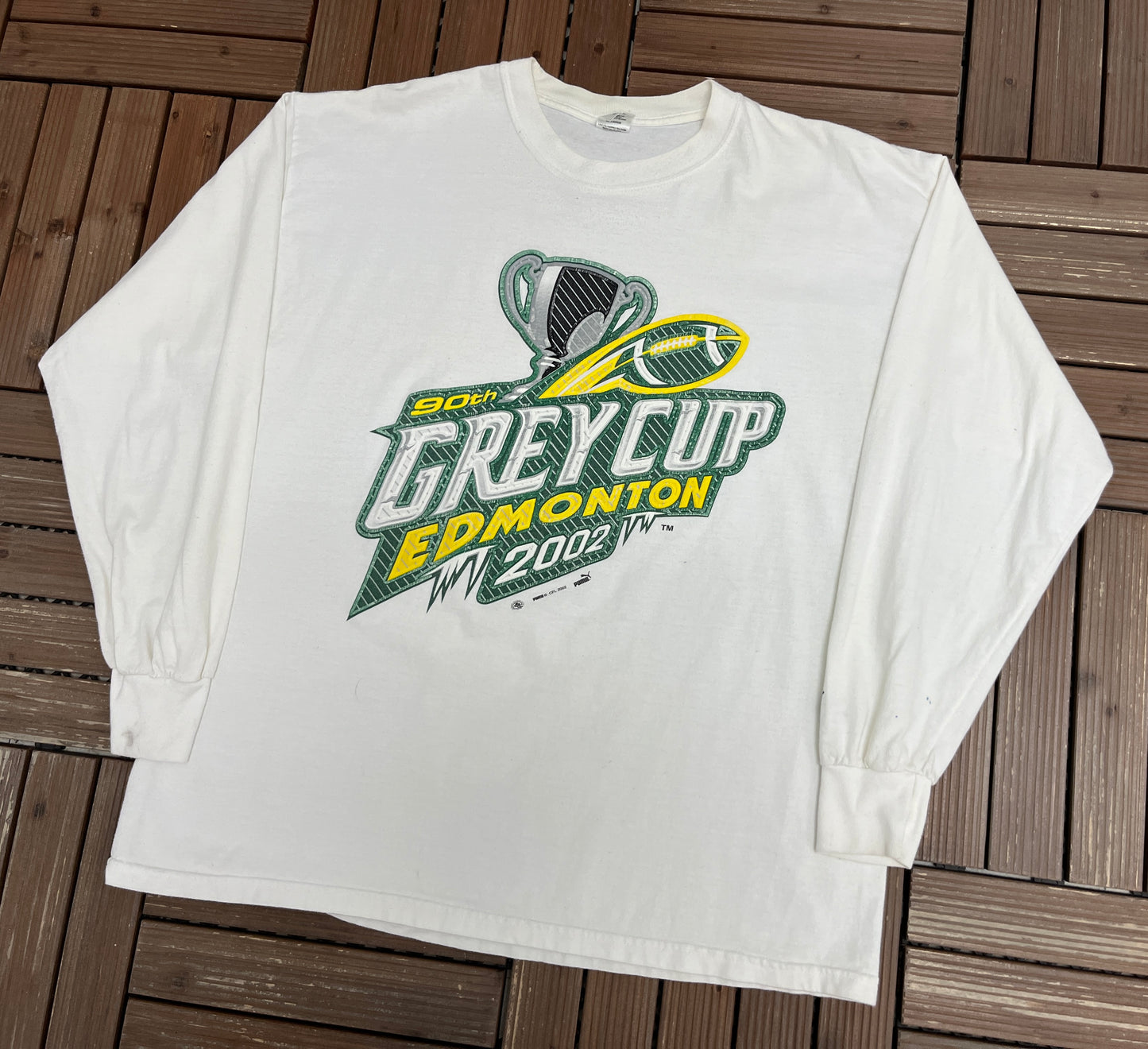 CFL Grey Cup 2002 Graphic Tee | Size X-Large | Vintage 2000s CFL Football White T-Shirt |