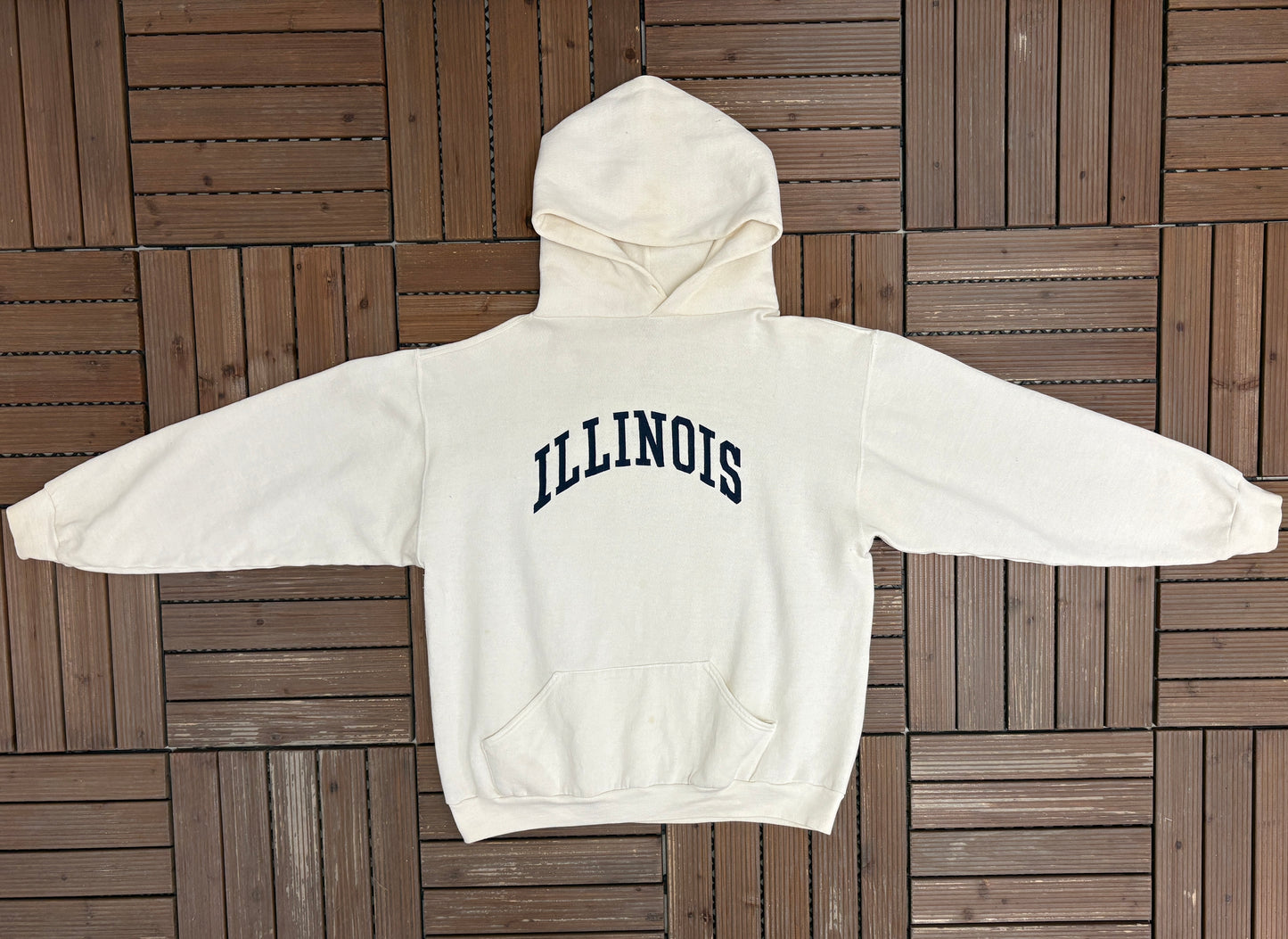 Illinois Fighting Illini Mom Graphic Hoodie | Size Large | Vintage 1990s College White Sweater |