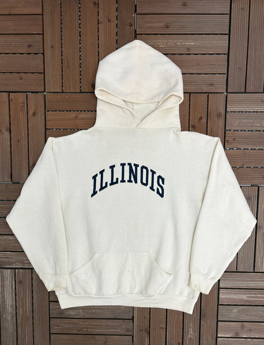 Illinois Fighting Illini Mom Graphic Hoodie | Size Large | Vintage 1990s College White Sweater |