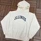 Illinois Fighting Illini Mom Graphic Hoodie | Size Large | Vintage 1990s College White Sweater |