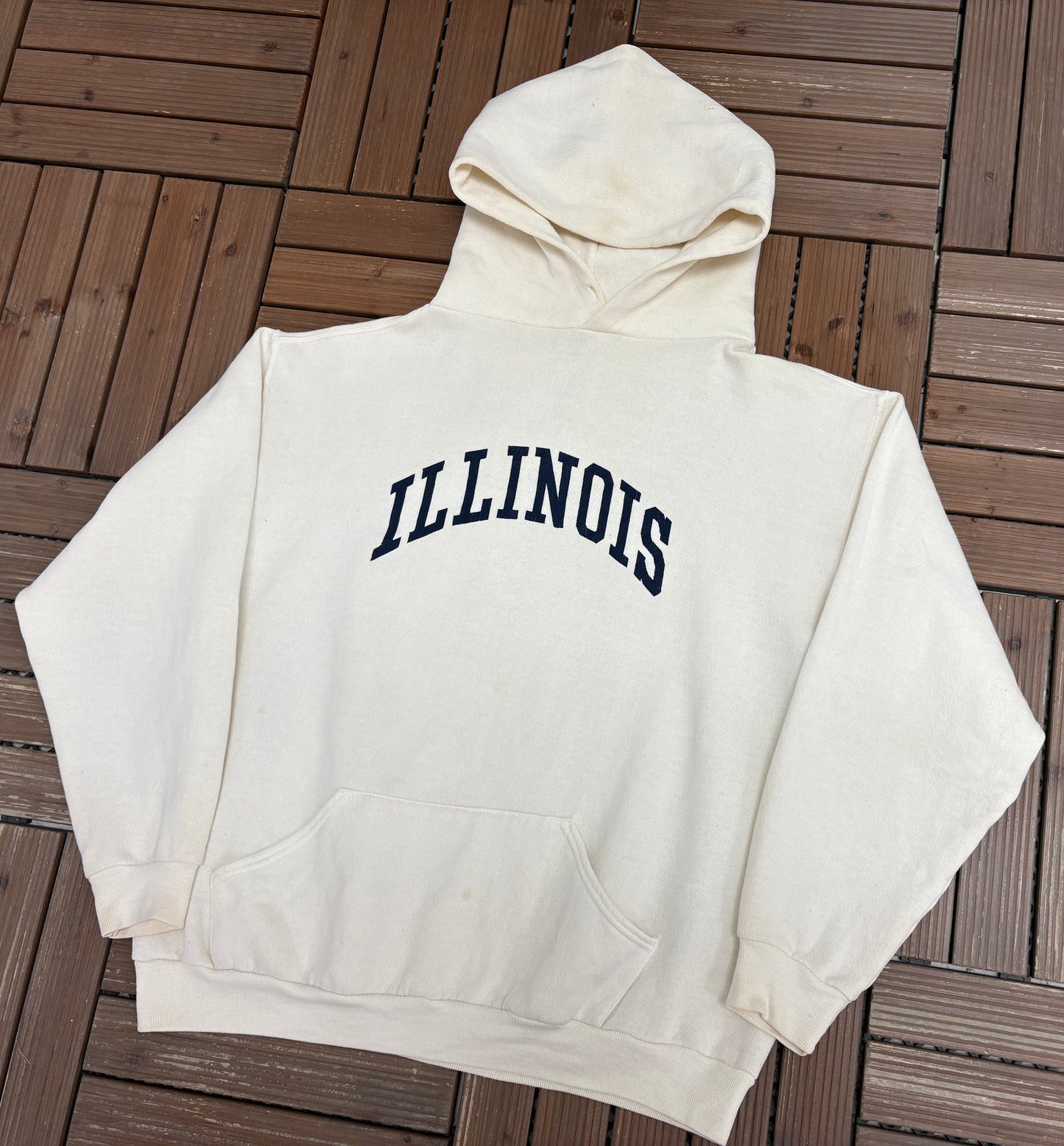 Illinois Fighting Illini Mom Graphic Hoodie | Size Large | Vintage 1990s College White Sweater |