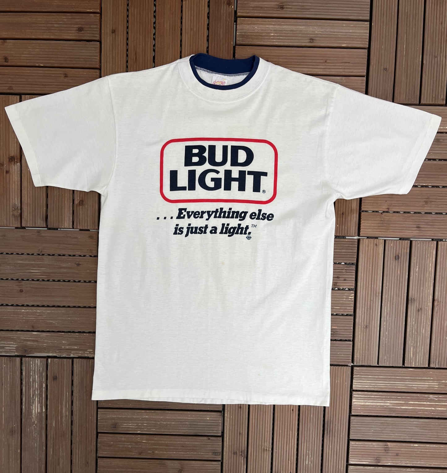 Bud Light Everything Else Is Just A Light Graphic Tee | Size X-Large | Vintage 1990s Alcohol Promotional White T-Shirt |