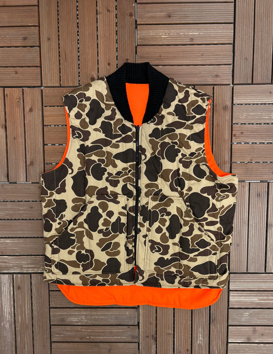 Blizzard Pruf Camouflage Hunting Vest Jacket | Size X-Large | Vintage 1990s Reversible Camo Vest |