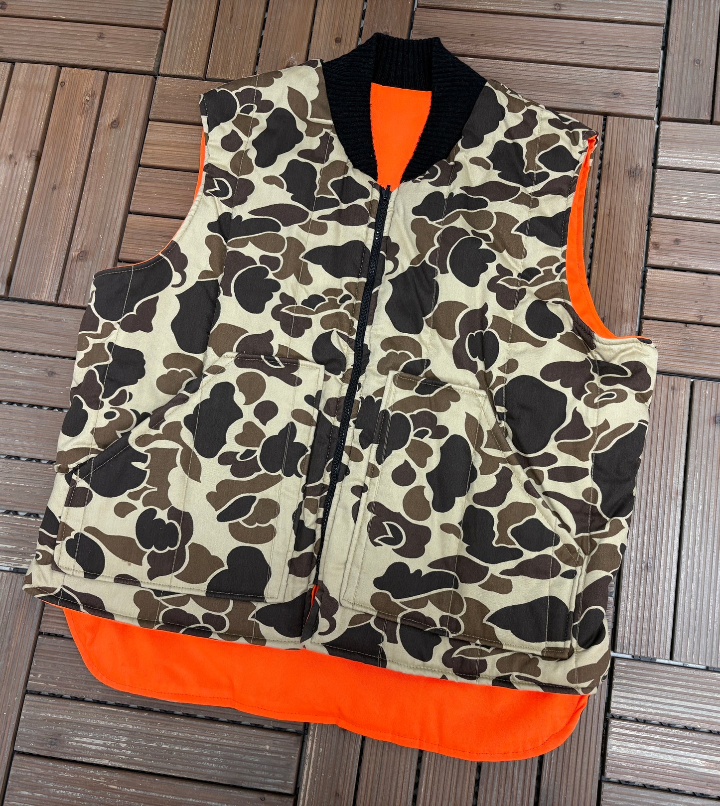 Blizzard Pruf Camouflage Hunting Vest Jacket | Size X-Large | Vintage 1990s Reversible Camo Vest |