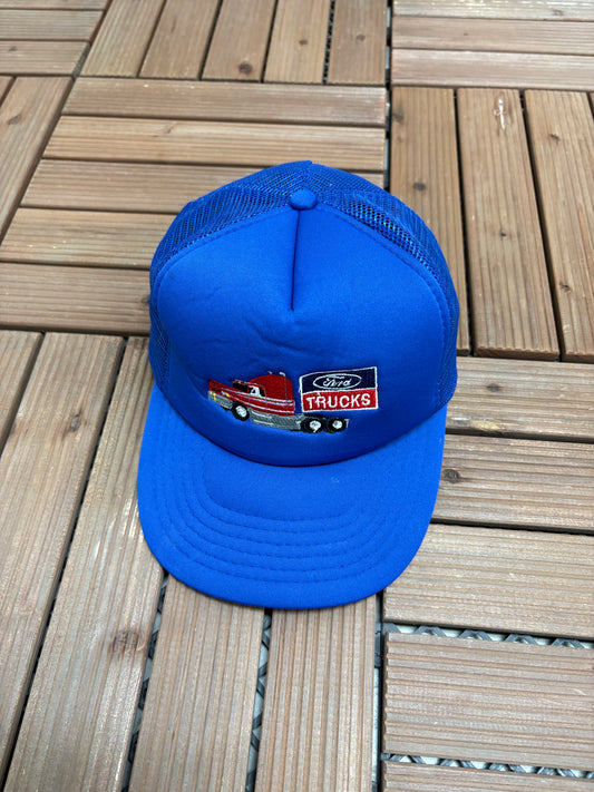 Ford Trucks Embroidered Graphic Hat | Snap Back | Vintage 1990s Racing Blue Cap |