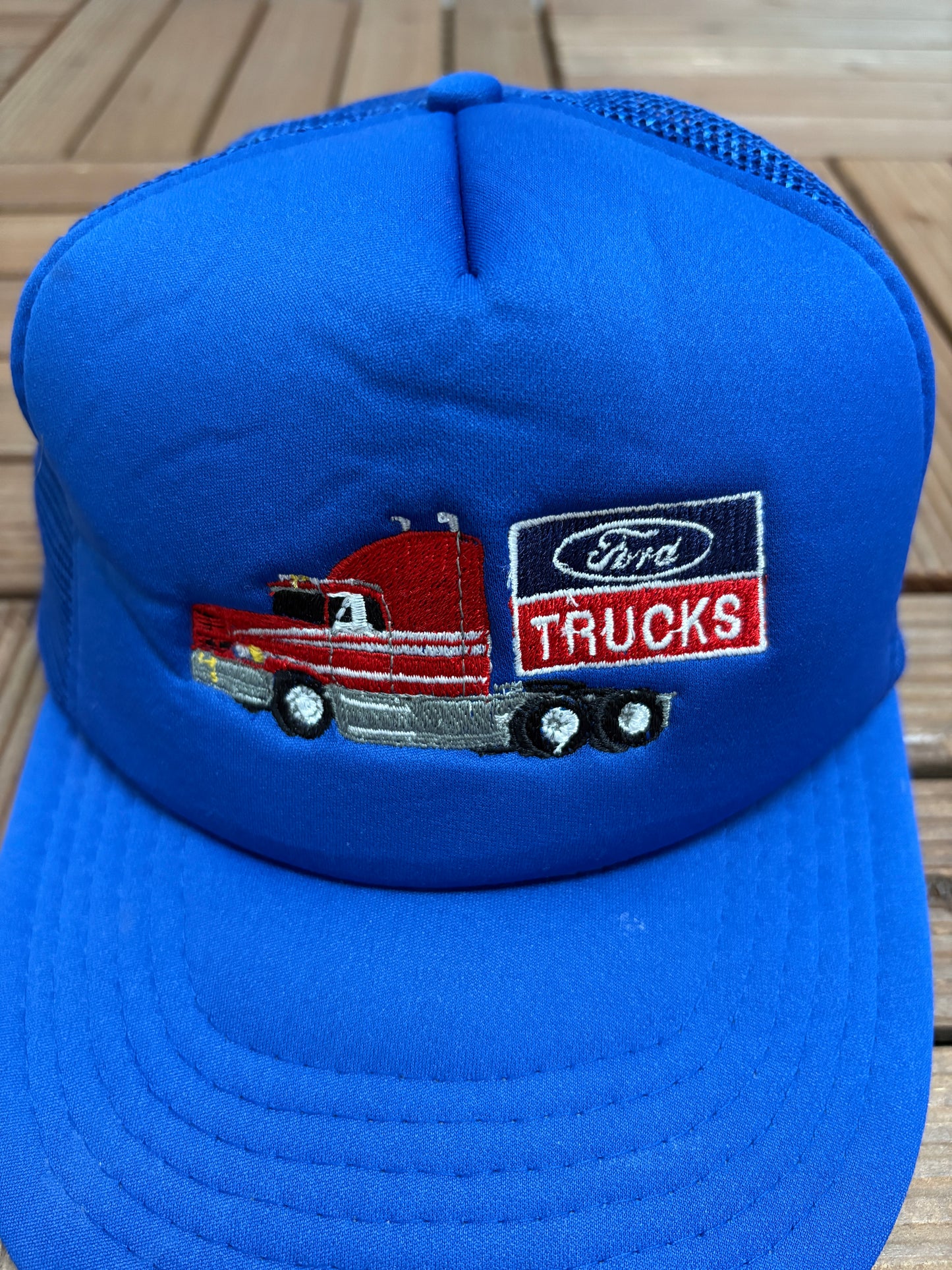 Ford Trucks Embroidered Graphic Hat | Snap Back | Vintage 1990s Racing Blue Cap |